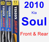 Front & Rear Wiper Blade Pack for 2010 Kia Soul - Vision Saver