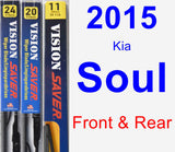 Front & Rear Wiper Blade Pack for 2015 Kia Soul - Vision Saver