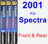 Front & Rear Wiper Blade Pack for 2001 Kia Spectra - Vision Saver