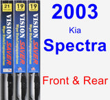 Front & Rear Wiper Blade Pack for 2003 Kia Spectra - Vision Saver