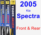 Front & Rear Wiper Blade Pack for 2005 Kia Spectra - Vision Saver