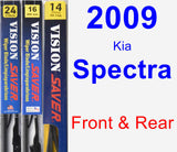Front & Rear Wiper Blade Pack for 2009 Kia Spectra - Vision Saver