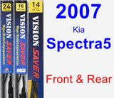 Front & Rear Wiper Blade Pack for 2007 Kia Spectra5 - Vision Saver