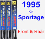 Front & Rear Wiper Blade Pack for 1995 Kia Sportage - Vision Saver