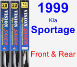 Front & Rear Wiper Blade Pack for 1999 Kia Sportage - Vision Saver