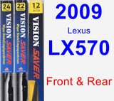 Front & Rear Wiper Blade Pack for 2009 Lexus LX570 - Vision Saver