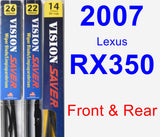Front & Rear Wiper Blade Pack for 2007 Lexus RX350 - Vision Saver