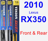 Front & Rear Wiper Blade Pack for 2010 Lexus RX350 - Vision Saver
