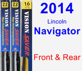 Front & Rear Wiper Blade Pack for 2014 Lincoln Navigator - Vision Saver