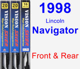 Front & Rear Wiper Blade Pack for 1998 Lincoln Navigator - Vision Saver