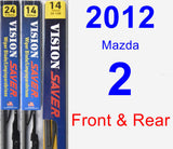 Front & Rear Wiper Blade Pack for 2012 Mazda 2 - Vision Saver