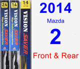 Front & Rear Wiper Blade Pack for 2014 Mazda 2 - Vision Saver