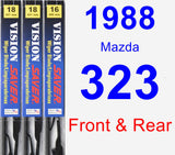 Front & Rear Wiper Blade Pack for 1988 Mazda 323 - Vision Saver