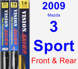 Front & Rear Wiper Blade Pack for 2009 Mazda 3 Sport - Vision Saver