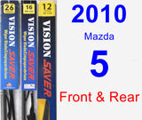 Front & Rear Wiper Blade Pack for 2010 Mazda 5 - Vision Saver