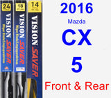 Front & Rear Wiper Blade Pack for 2016 Mazda CX-5 - Vision Saver