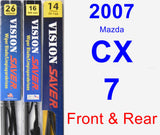 Front & Rear Wiper Blade Pack for 2007 Mazda CX-7 - Vision Saver