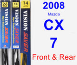 Front & Rear Wiper Blade Pack for 2008 Mazda CX-7 - Vision Saver