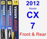 Front & Rear Wiper Blade Pack for 2012 Mazda CX-7 - Vision Saver