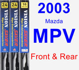 Front & Rear Wiper Blade Pack for 2003 Mazda MPV - Vision Saver