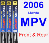 Front & Rear Wiper Blade Pack for 2006 Mazda MPV - Vision Saver