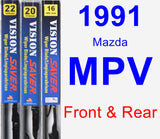 Front & Rear Wiper Blade Pack for 1991 Mazda MPV - Vision Saver