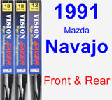 Front & Rear Wiper Blade Pack for 1991 Mazda Navajo - Vision Saver