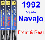 Front & Rear Wiper Blade Pack for 1992 Mazda Navajo - Vision Saver