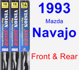 Front & Rear Wiper Blade Pack for 1993 Mazda Navajo - Vision Saver