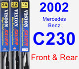 Front & Rear Wiper Blade Pack for 2002 Mercedes-Benz C230 - Vision Saver