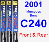 Front & Rear Wiper Blade Pack for 2001 Mercedes-Benz C240 - Vision Saver