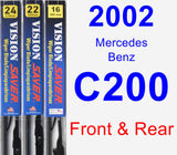 Front & Rear Wiper Blade Pack for 2002 Mercedes-Benz C200 - Vision Saver