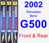 Front & Rear Wiper Blade Pack for 2002 Mercedes-Benz G500 - Vision Saver