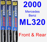 Front & Rear Wiper Blade Pack for 2000 Mercedes-Benz ML320 - Vision Saver