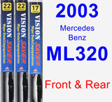 Front & Rear Wiper Blade Pack for 2003 Mercedes-Benz ML320 - Vision Saver