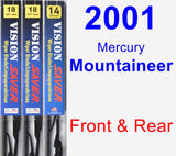 Front & Rear Wiper Blade Pack for 2001 Mercury Mountaineer - Vision Saver