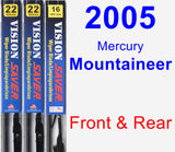 Front & Rear Wiper Blade Pack for 2005 Mercury Mountaineer - Vision Saver