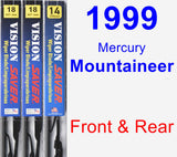 Front & Rear Wiper Blade Pack for 1999 Mercury Mountaineer - Vision Saver