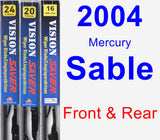 Front & Rear Wiper Blade Pack for 2004 Mercury Sable - Vision Saver