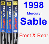 Front & Rear Wiper Blade Pack for 1998 Mercury Sable - Vision Saver