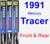 Front & Rear Wiper Blade Pack for 1991 Mercury Tracer - Vision Saver