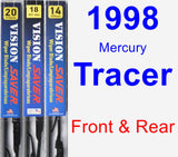 Front & Rear Wiper Blade Pack for 1998 Mercury Tracer - Vision Saver