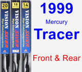 Front & Rear Wiper Blade Pack for 1999 Mercury Tracer - Vision Saver