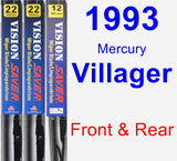 Front & Rear Wiper Blade Pack for 1993 Mercury Villager - Vision Saver