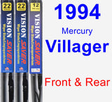 Front & Rear Wiper Blade Pack for 1994 Mercury Villager - Vision Saver