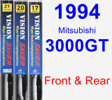 Front & Rear Wiper Blade Pack for 1994 Mitsubishi 3000GT - Vision Saver