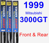 Front & Rear Wiper Blade Pack for 1999 Mitsubishi 3000GT - Vision Saver