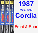 Front & Rear Wiper Blade Pack for 1987 Mitsubishi Cordia - Vision Saver