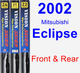 Front & Rear Wiper Blade Pack for 2002 Mitsubishi Eclipse - Vision Saver