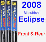 Front & Rear Wiper Blade Pack for 2008 Mitsubishi Eclipse - Vision Saver